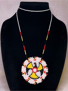 Seed Bead Bird Motif Medallion Necklace